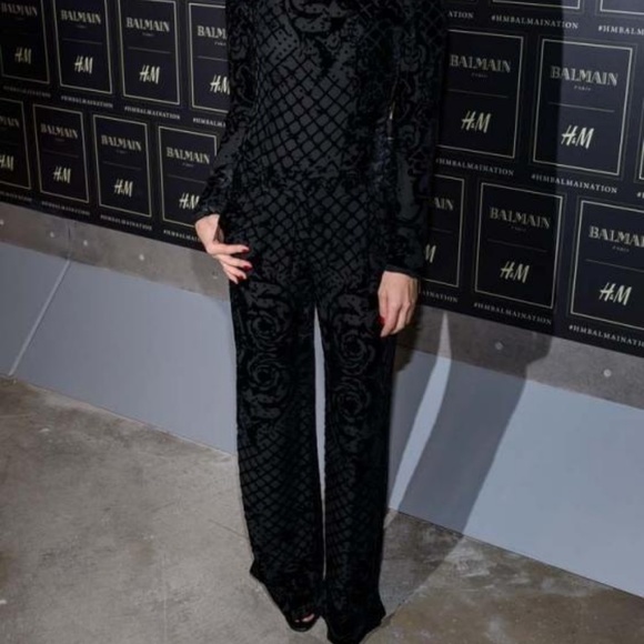 Balmain H&M Black Velvet Burnout Silk Pants - Picture 3 of 4